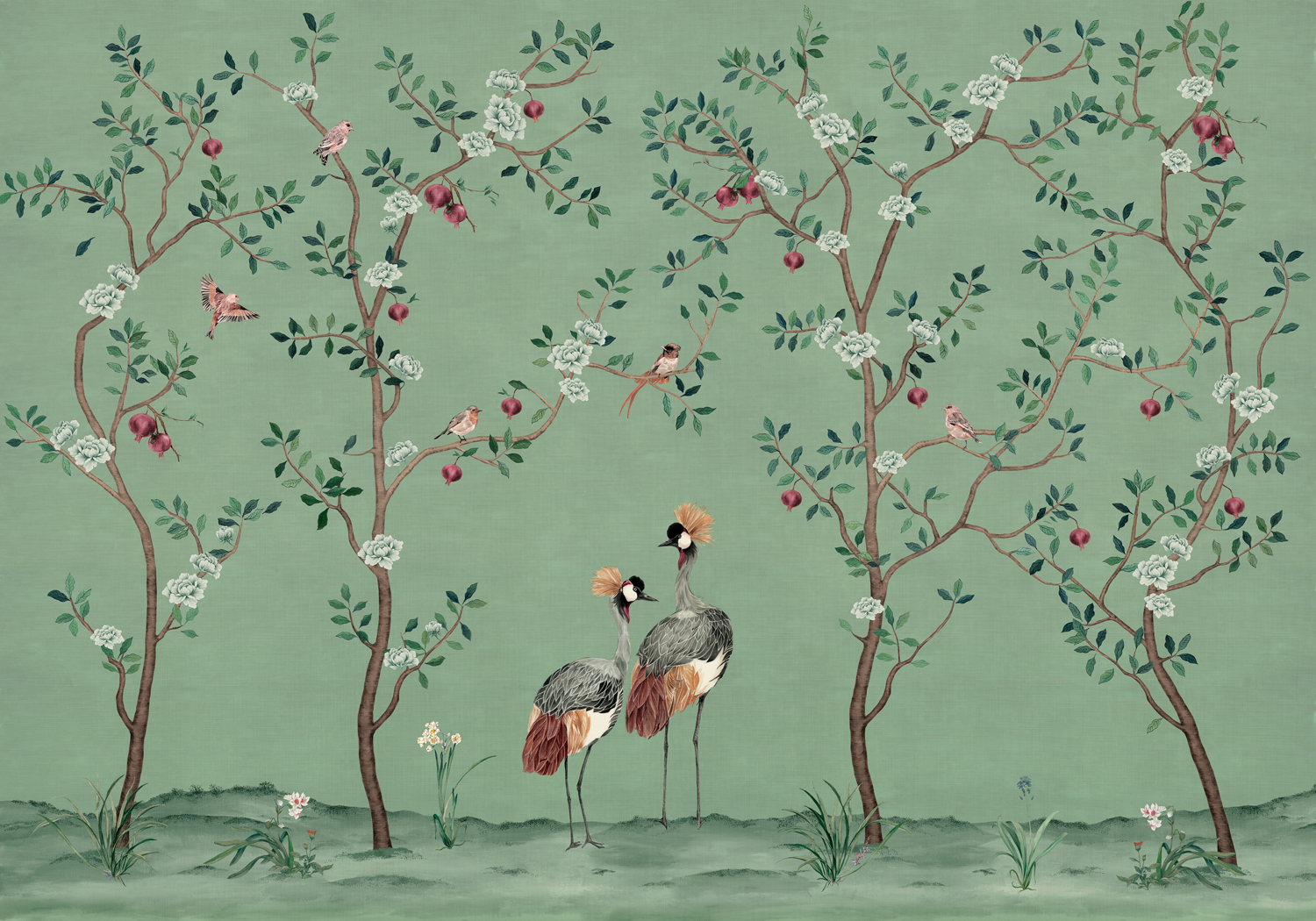 Wandbild Crowned Crane - turquoise