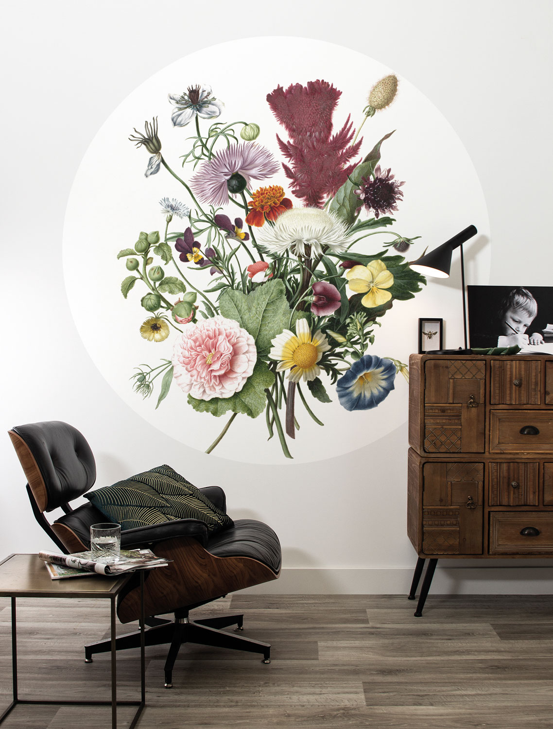 Wandbild Wild Flowers Circle - M - 1.9m