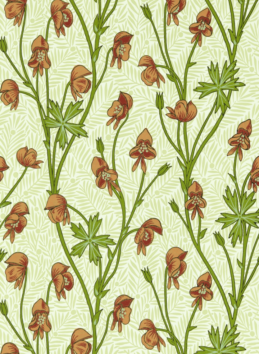 Tapete Monkshood - Tangerine/ Sage