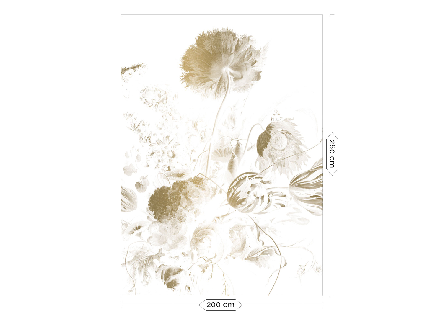 Wandbild Golden Age Flowers Gold 2 - M