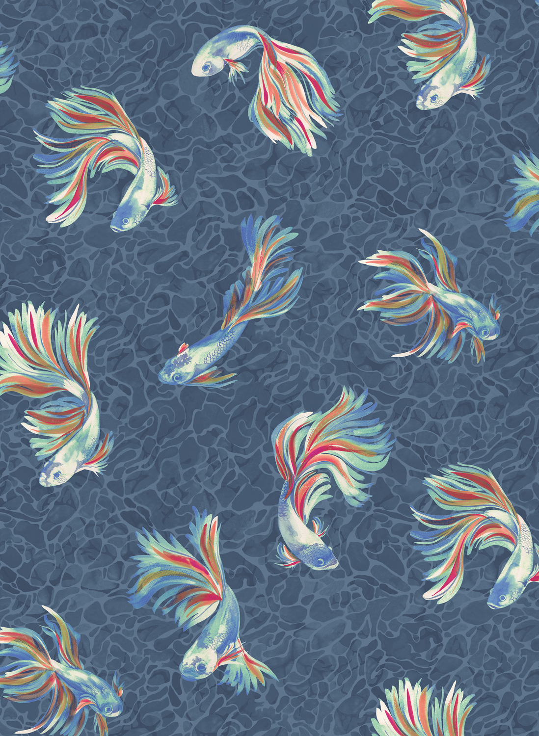 Tapete Aquaria - Indigo/ Coral