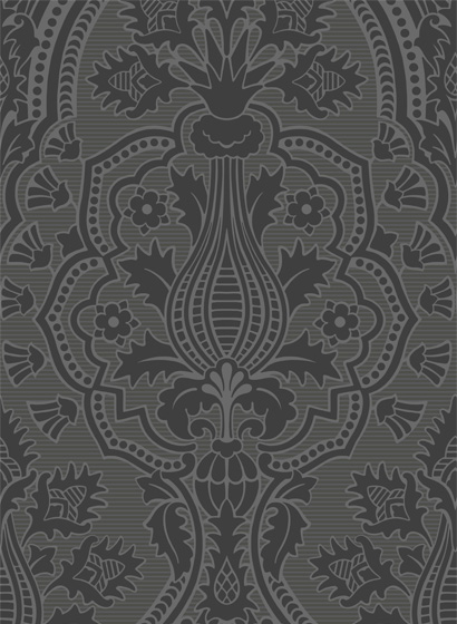 Tapete Pugin Palace Flock - Charcoal