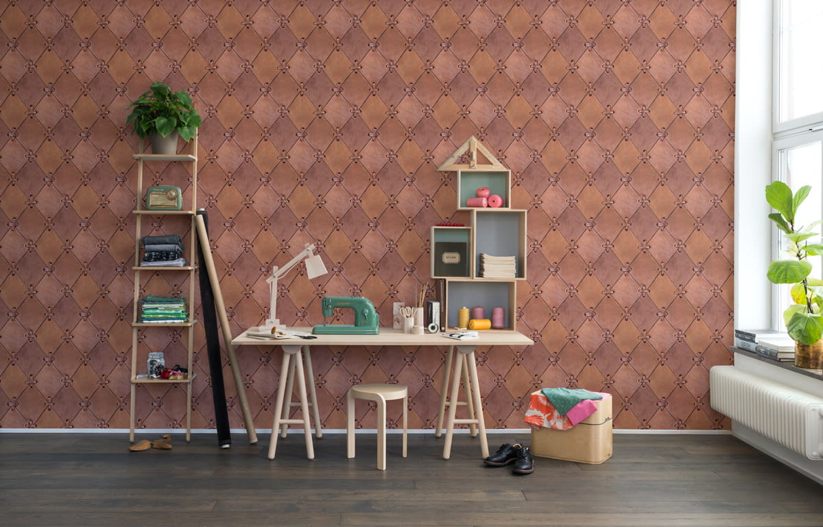 Wandbild Leather Rhombs - Buff