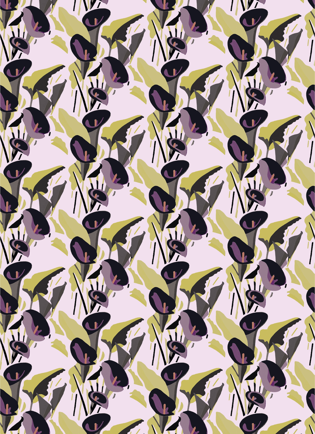 Tapete Arum - Violett /Ocker