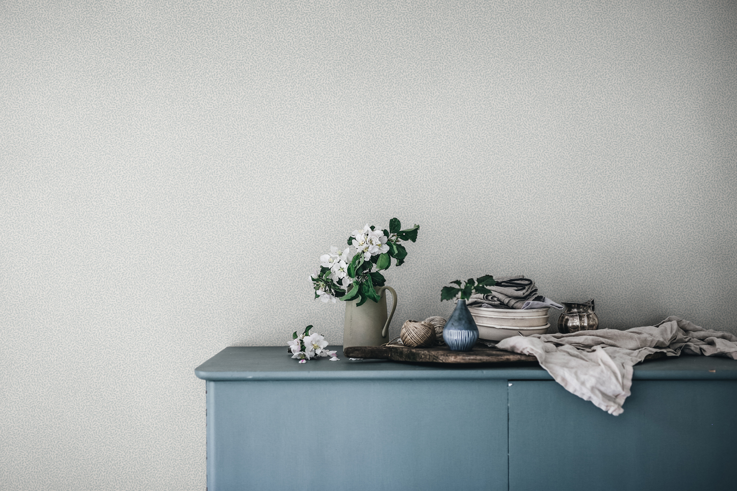 Tapete Bladverk - Misty Blue