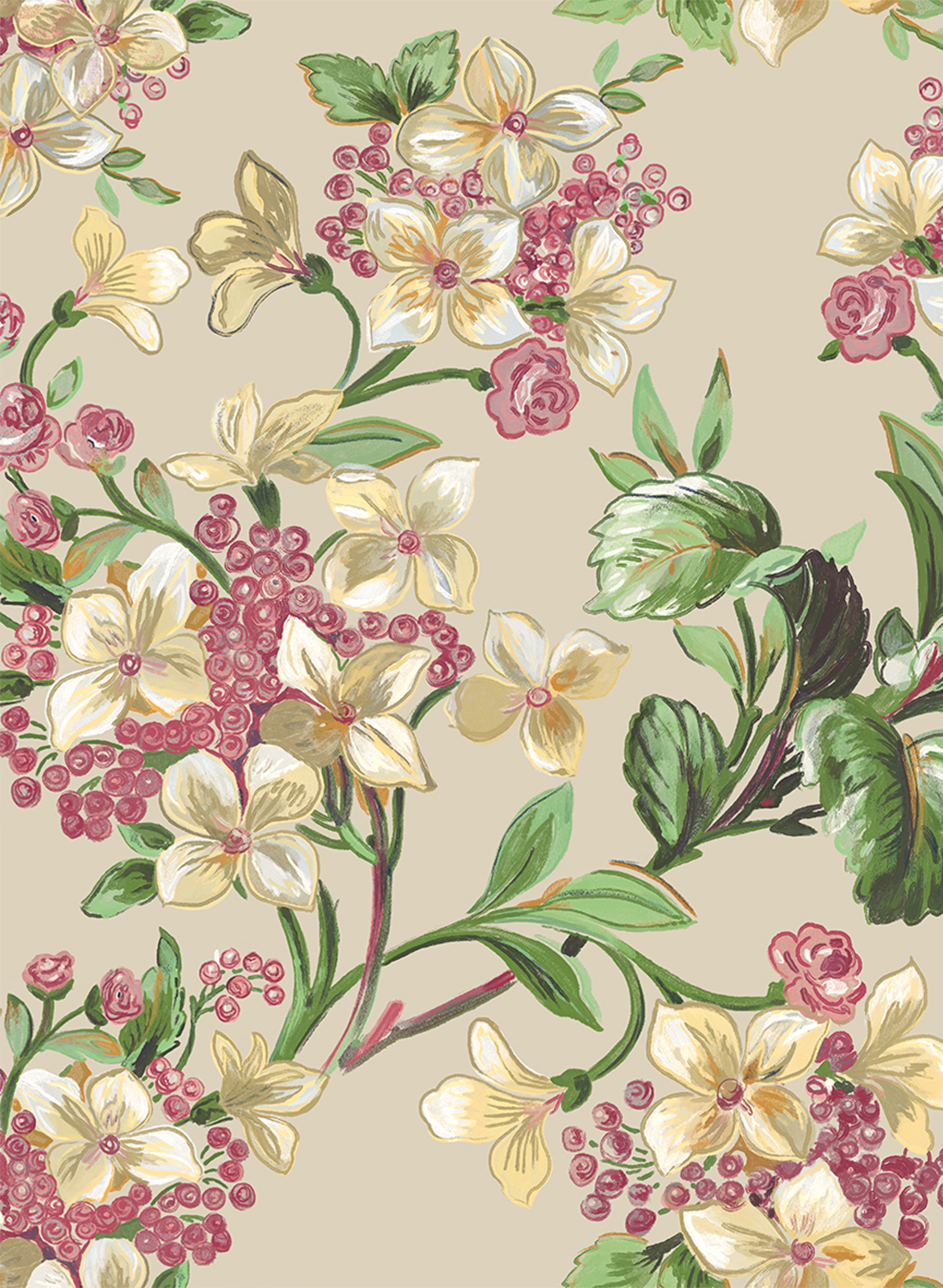 Tapete Flowery - Beige