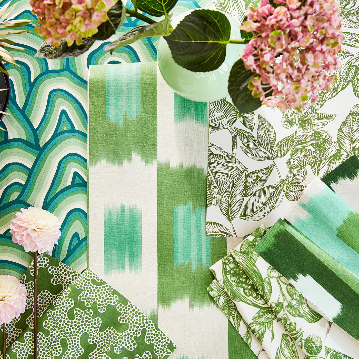 Tapete Shiruku - Emerald/ Forest/ Silver Willow