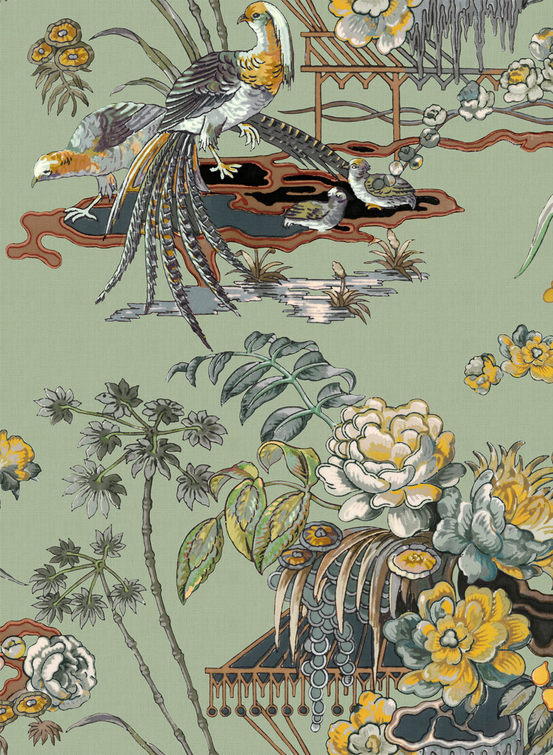 Tapete Sacred Pheasants - Jade
