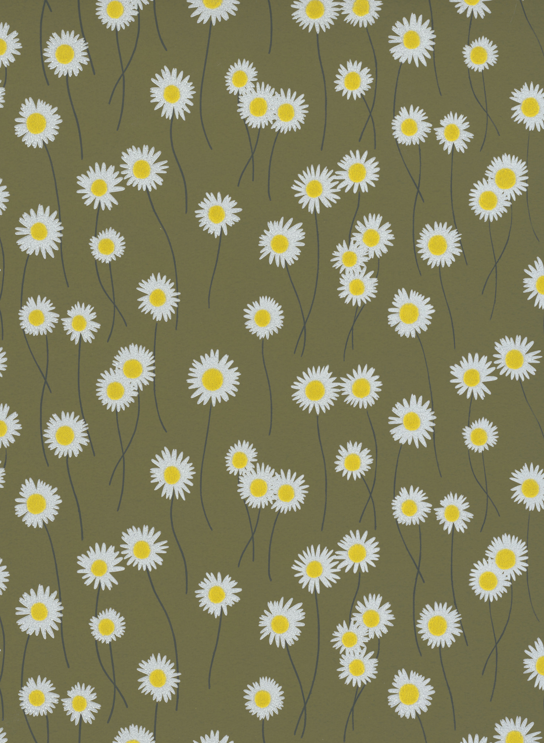 Tapete Moon Daisies - Olive Colour