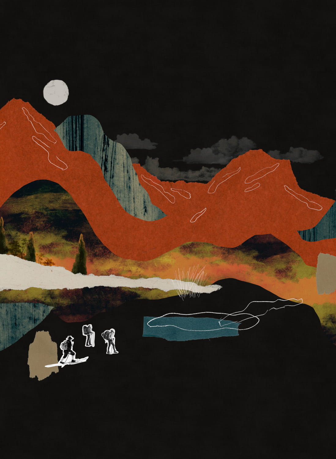 Wandbild Landscape Collage - Black