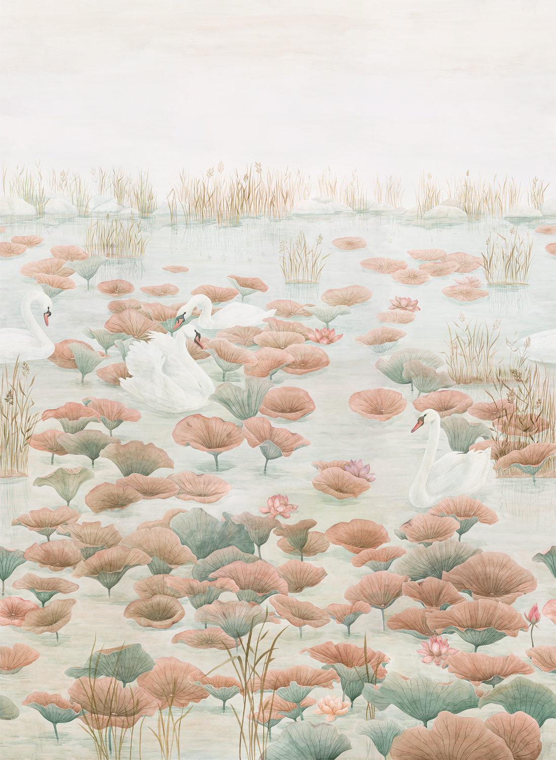 Wandbild Classic Swan Lake - Terracotta