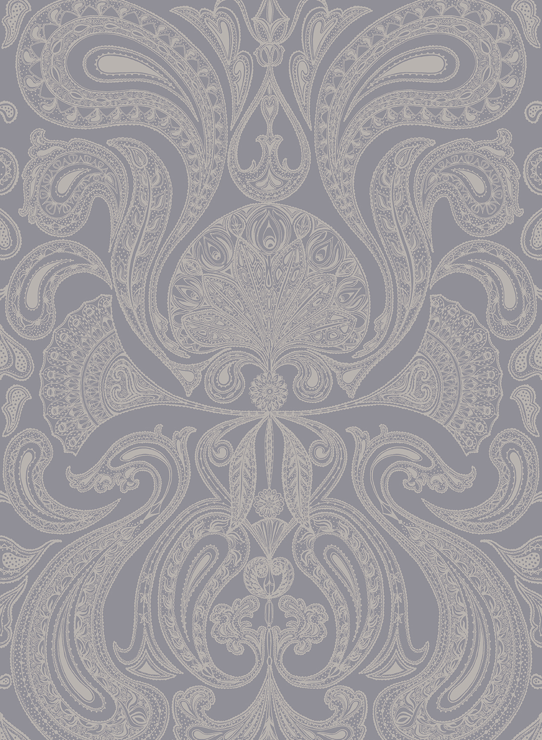 Tapete Malabar - Silver on Grey