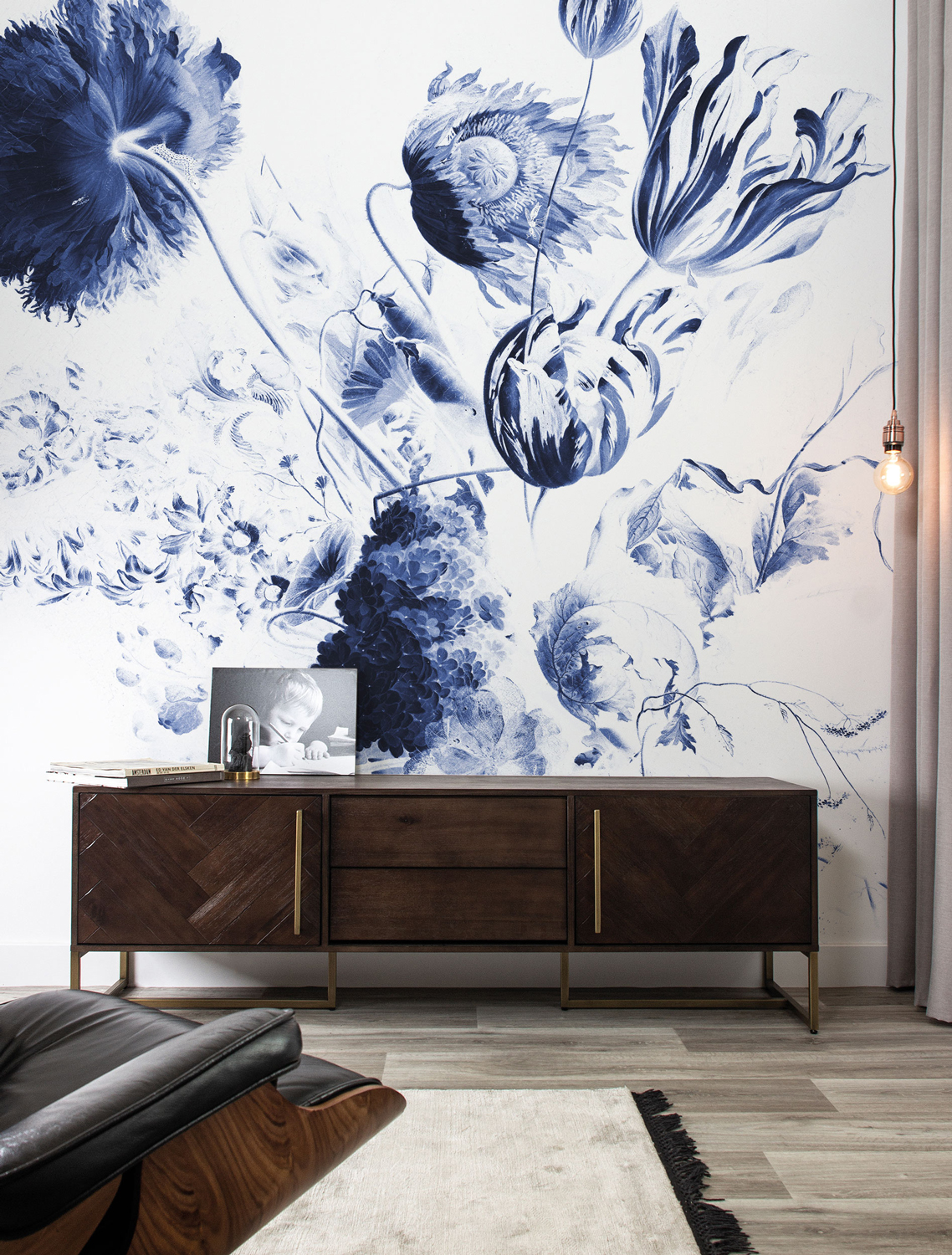 Wandbild Royal Blue Flowers 2 - Multicolor - 1.948m