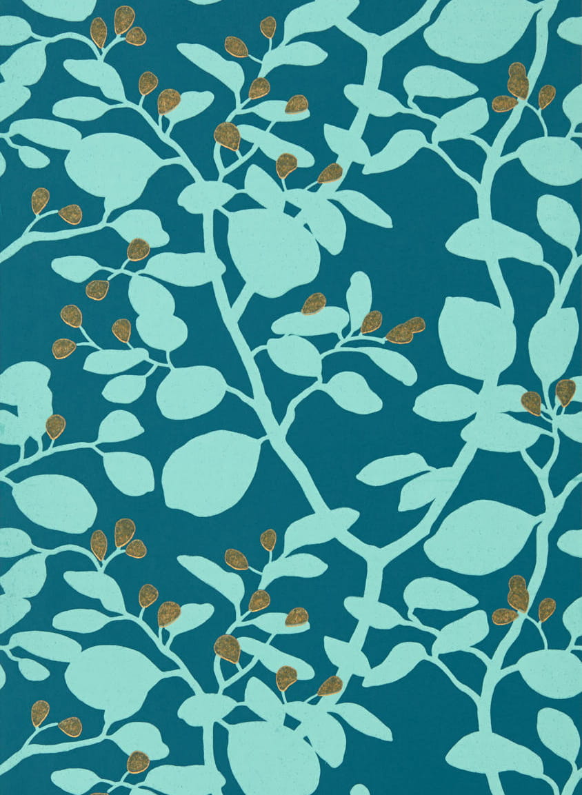 Tapete Ardisia - Amazonia/ Teal/ Gold