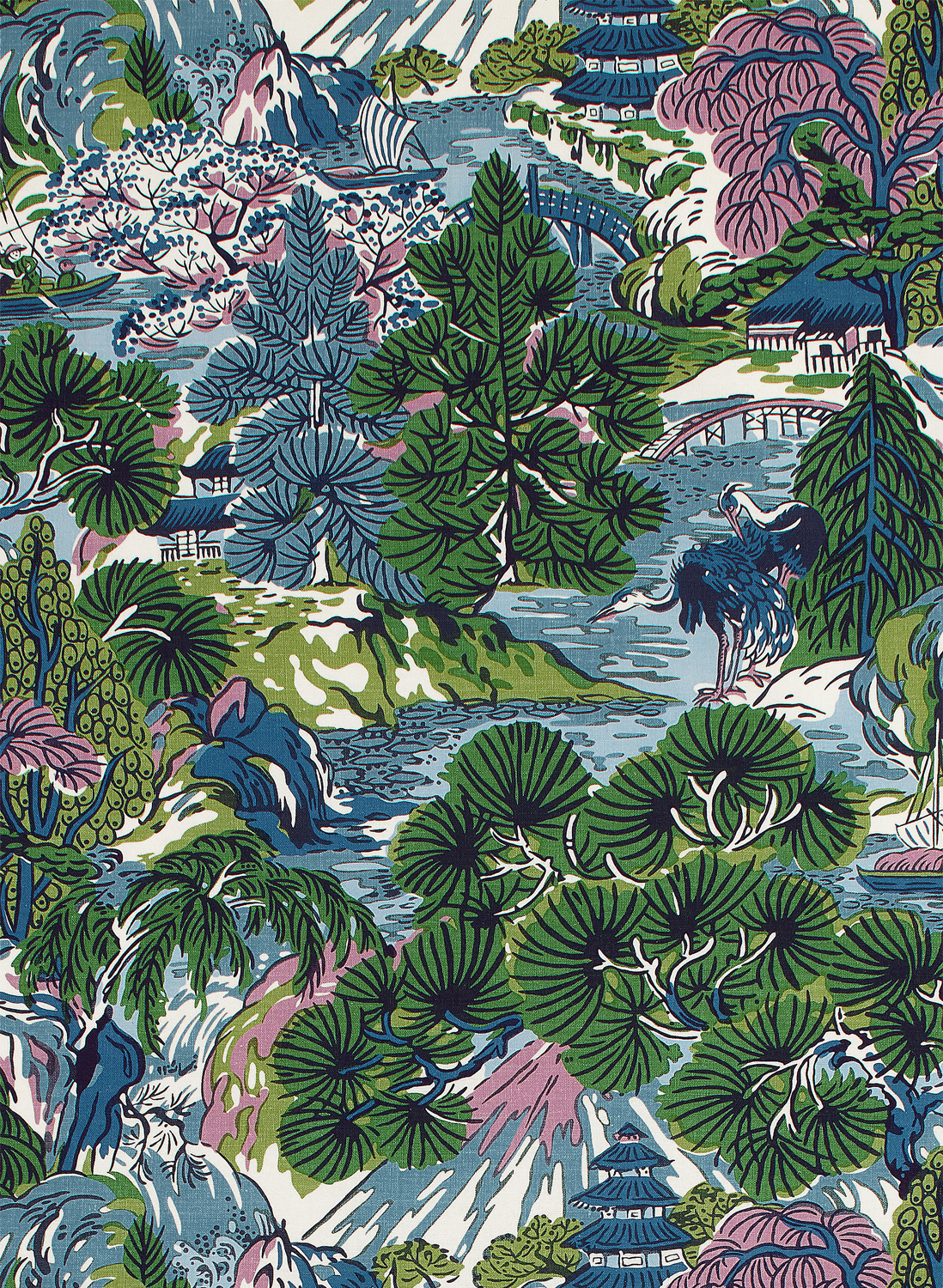 Tapete Pagoda Trees - Lavender and Blue