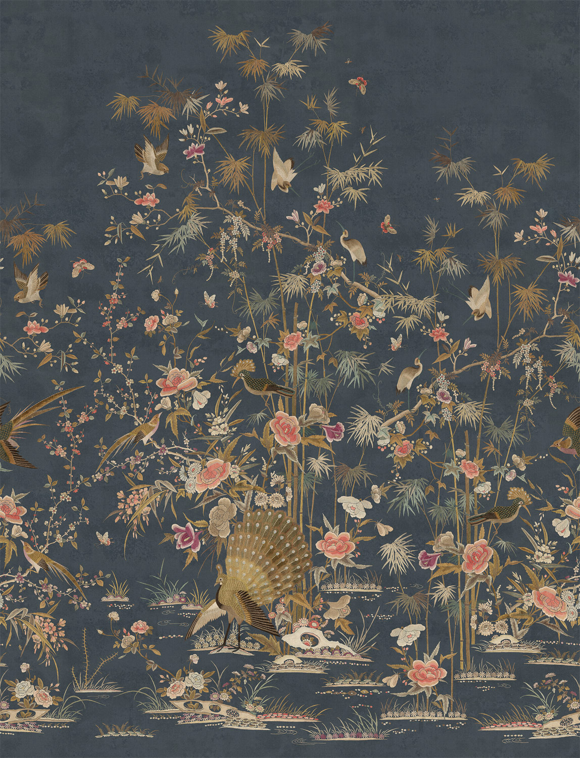 Wandbild Chinoiserie Garden - Dark Blue