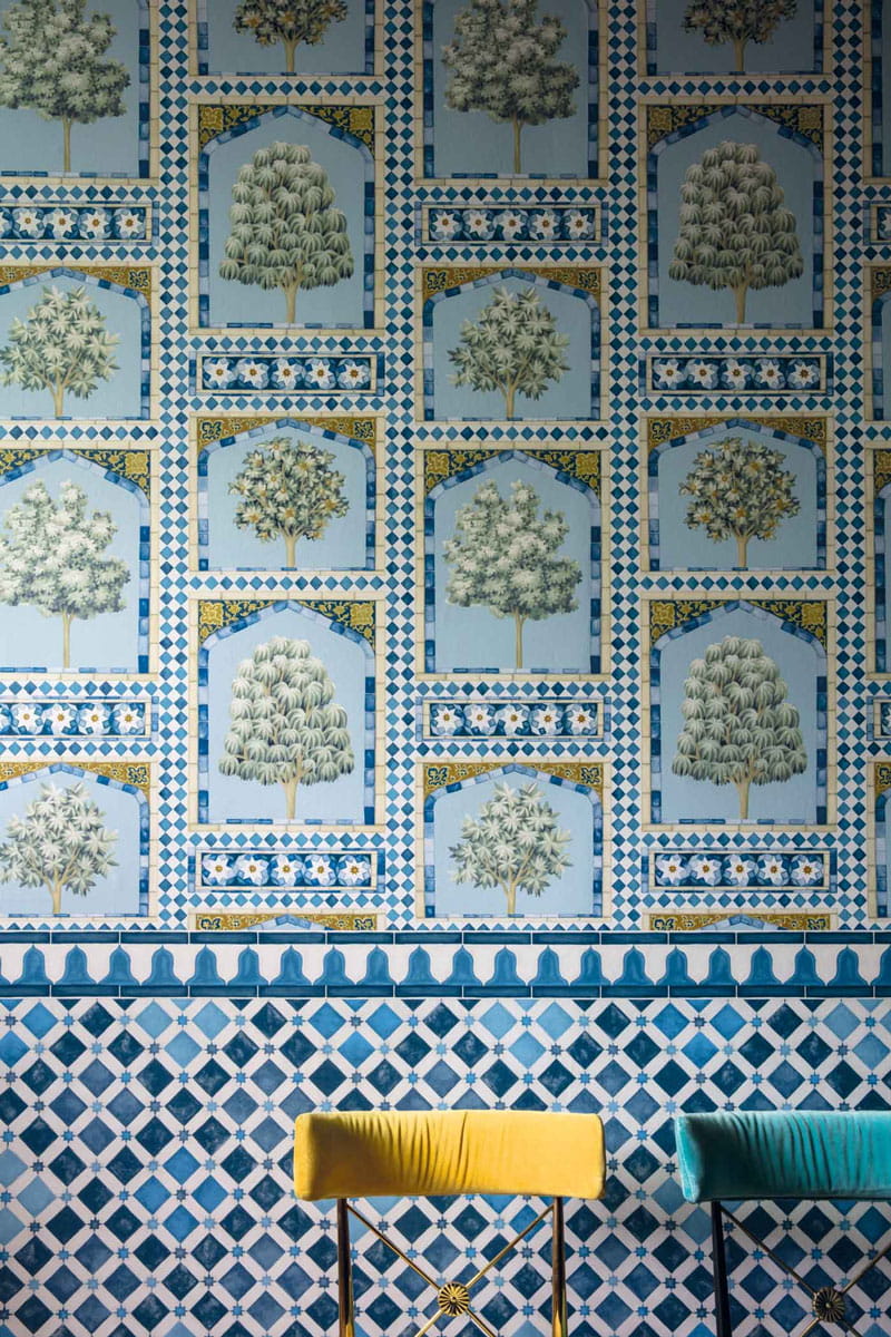Tapete Zellige Border - China Blue/ White