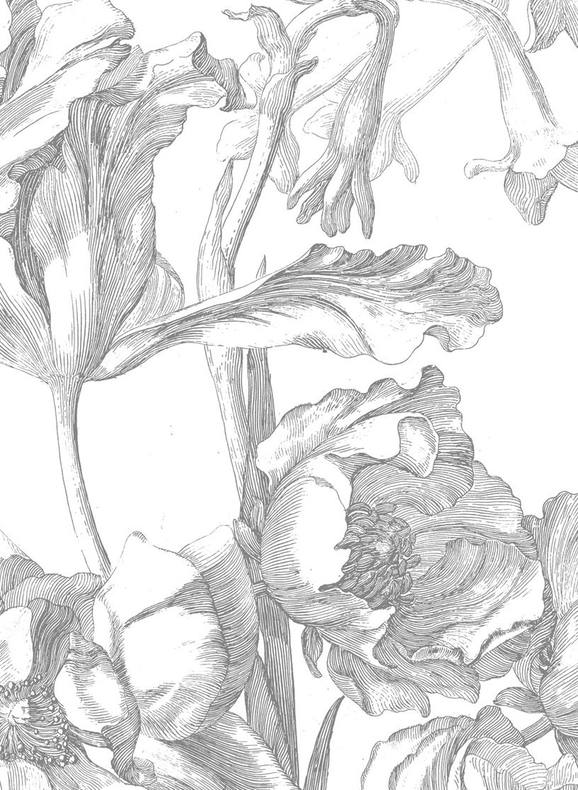 Mural Engraved Flowers 1 - Multicolor - 3.896m