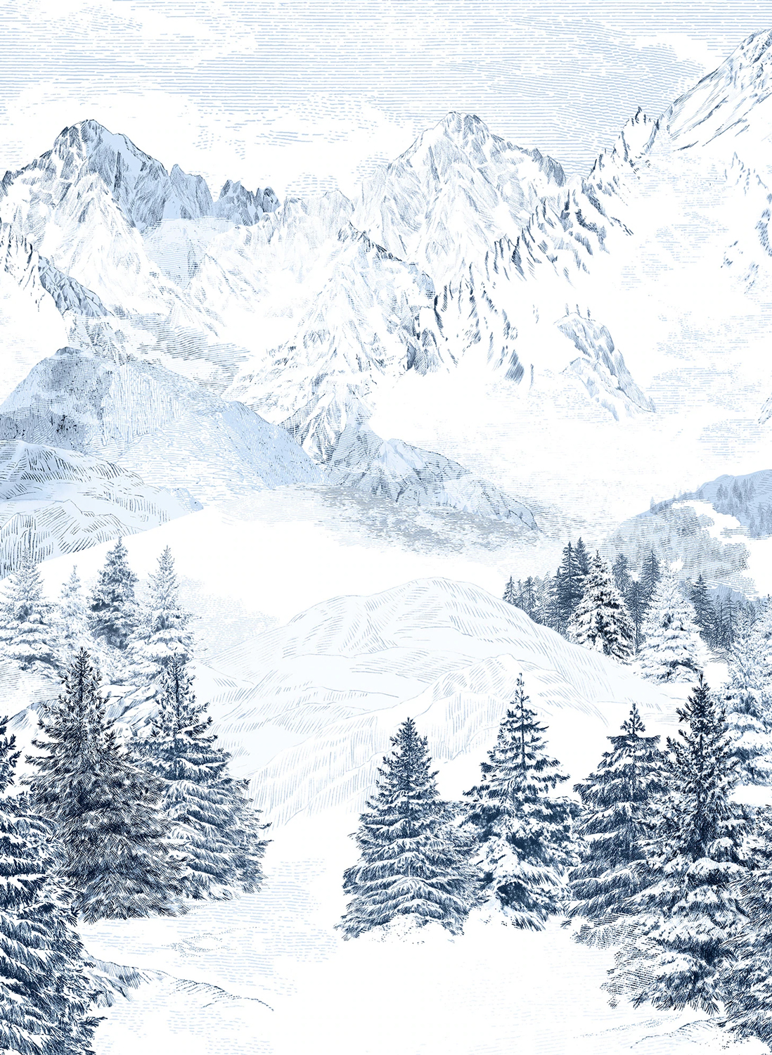 Wandbild Les Cimes Bleu - Panel B