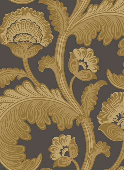 Tapete Fanfare Flock - Ochre on Charcoal
