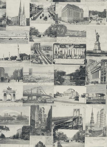 Tapete New York Postcard - Black