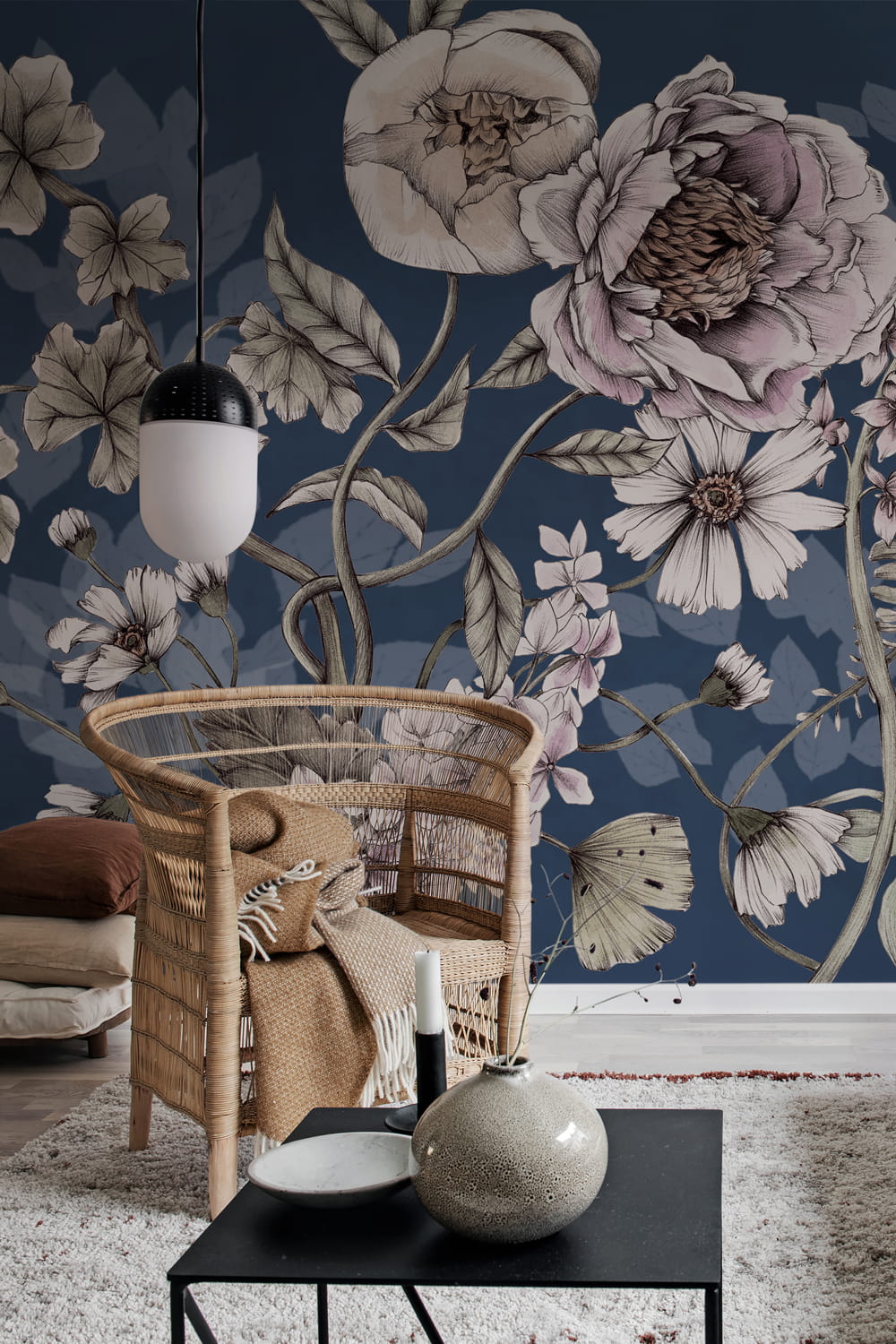 Wandbild Spring Flower - Dark Blue