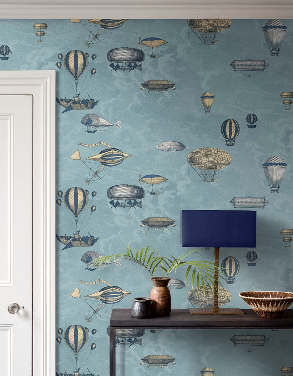 Tapete Macchine Volanti - Slate Blue & Gilver