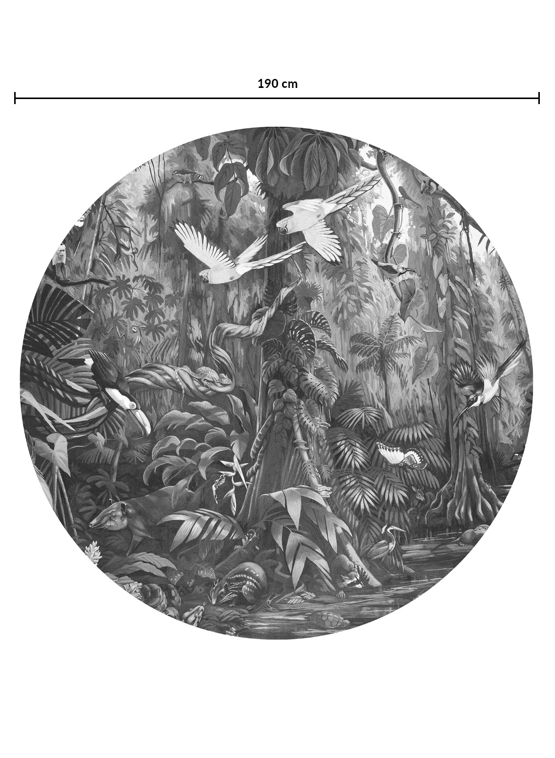 Wandbild Tropical Landscapes 3 Circle - BW - Ø 1,9m