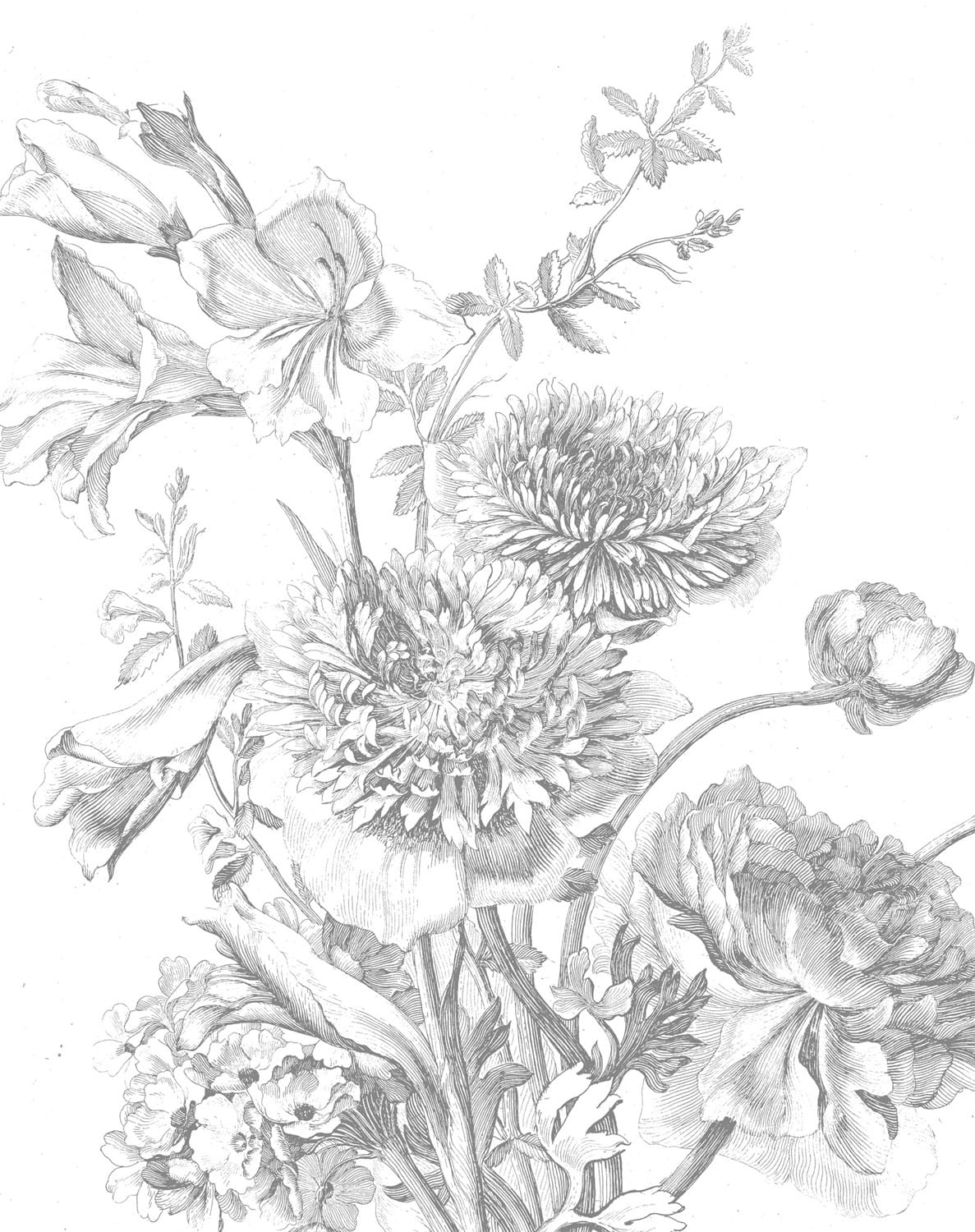 Wandbild Engraved Flowers 2 - XS