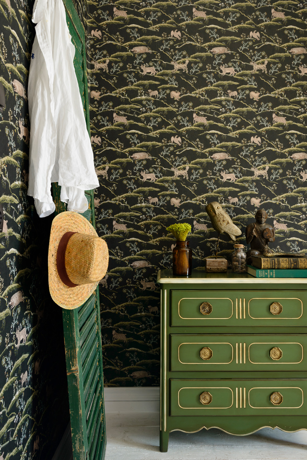 Tapete Countryside - Black/ Green/ Taupe