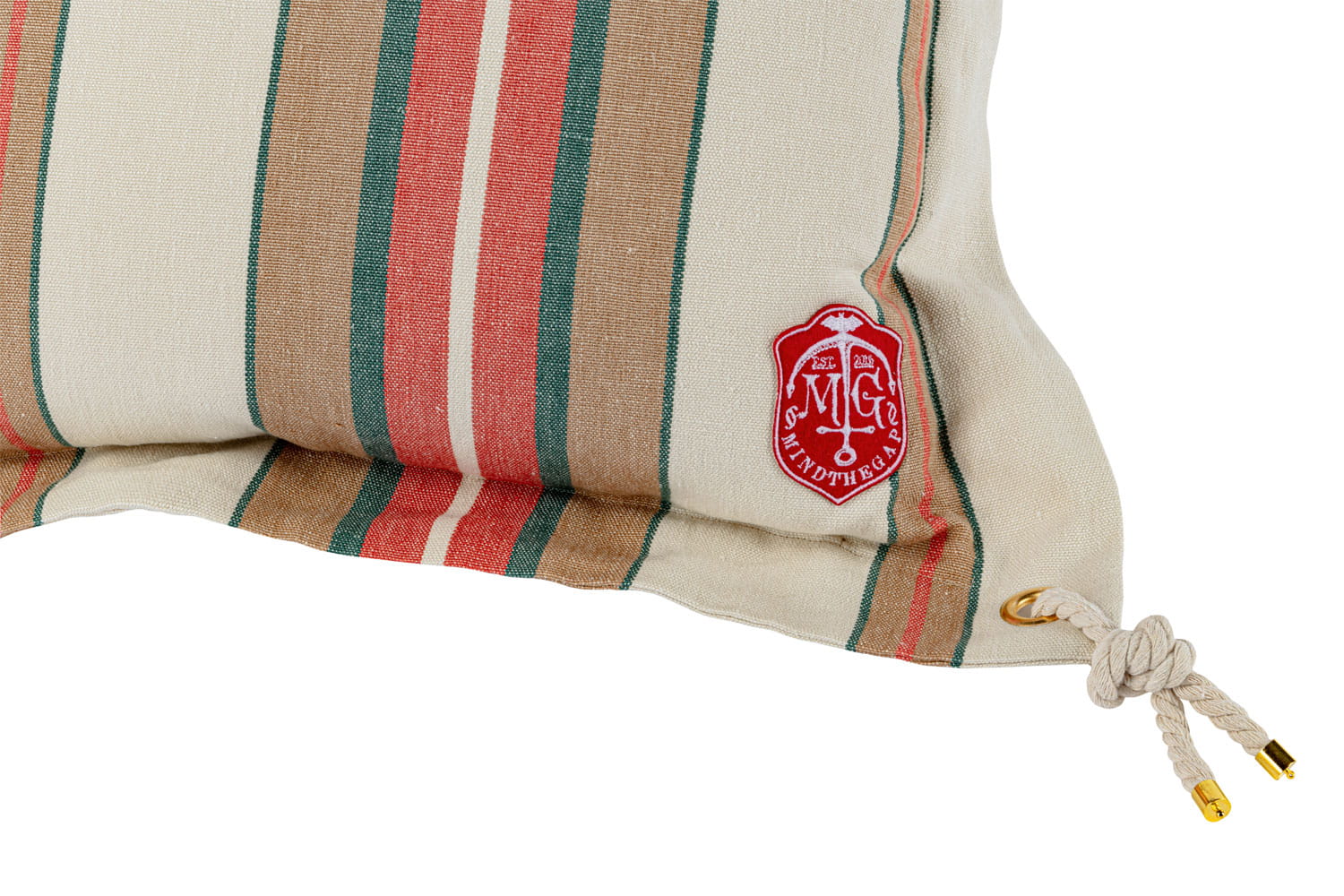 Herina Stripe Cushion - Brown/ Green/ White/ Tassel - 50x50cm