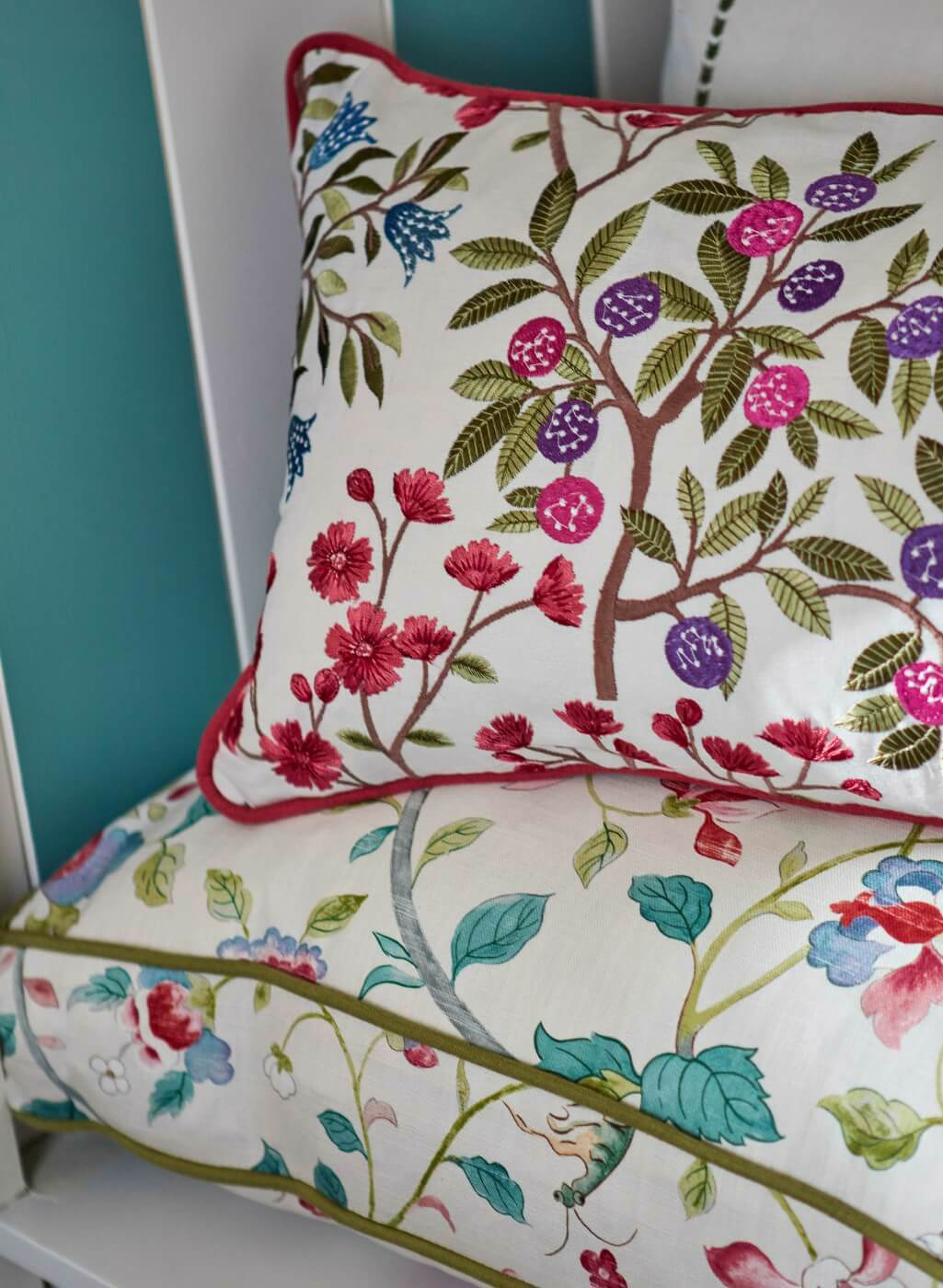 Stoff Arils Garden - Blue Clay/ Pink