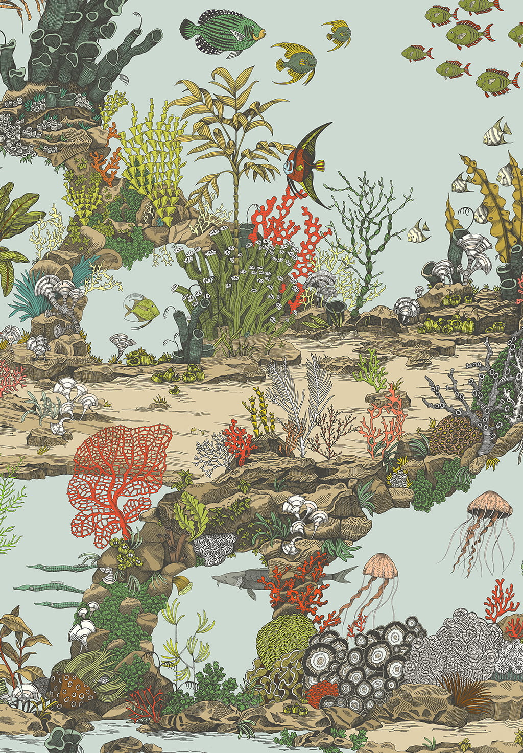 Tapete Underwater Jungle - Soft Aqua/ Coral