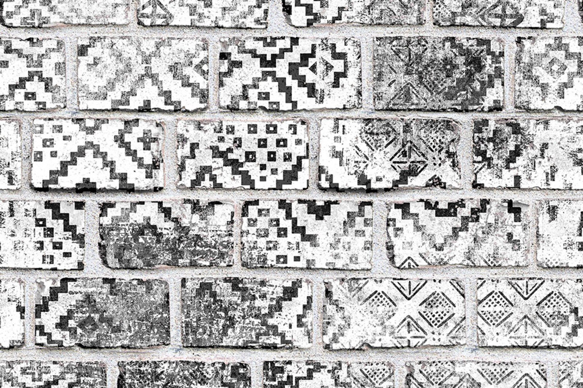 Wandbild Decorated Bricks - B/W