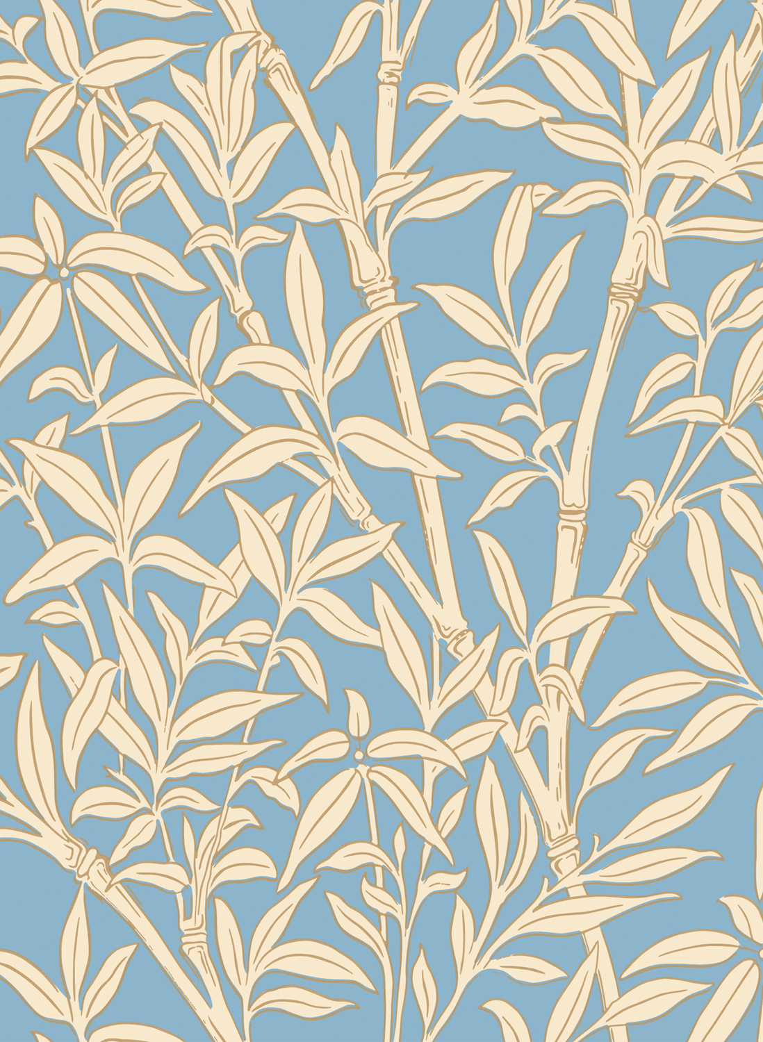 Tapete Bamboo Forest - Buttercup Yellow on Cornflower Blue