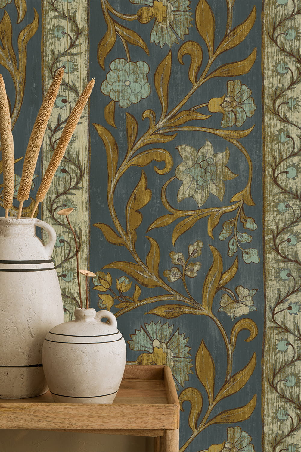 Papier peint Potter Stripe - Blue and Olive