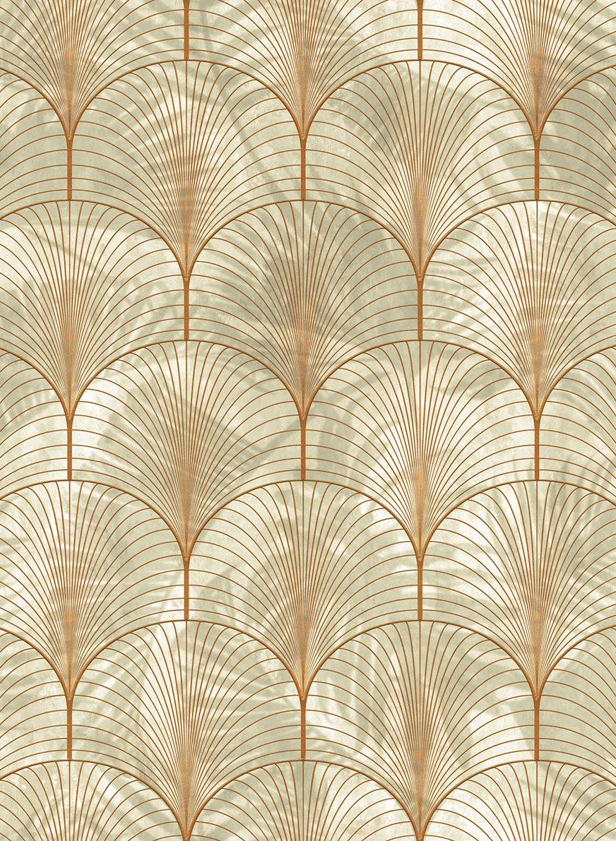 Tapete Art Deco Palms - Bronze