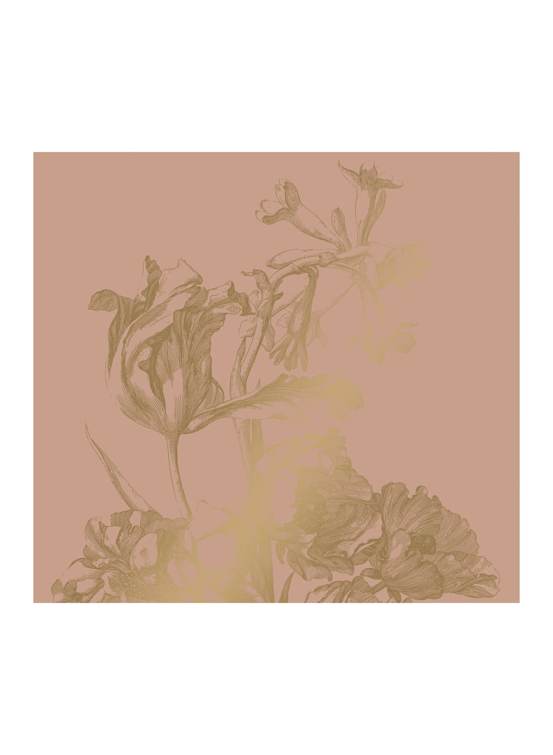 Wandbild Engraved Flowers Gold 4 - L