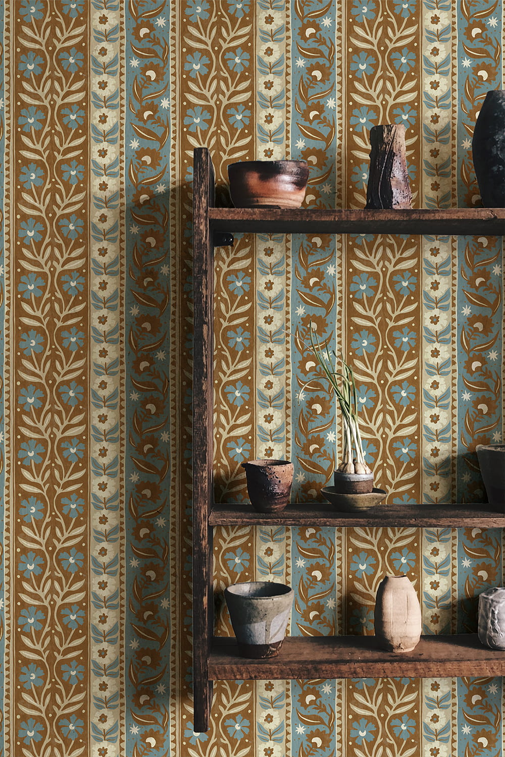 Papier peint Arber Stripe - Brown and Blue