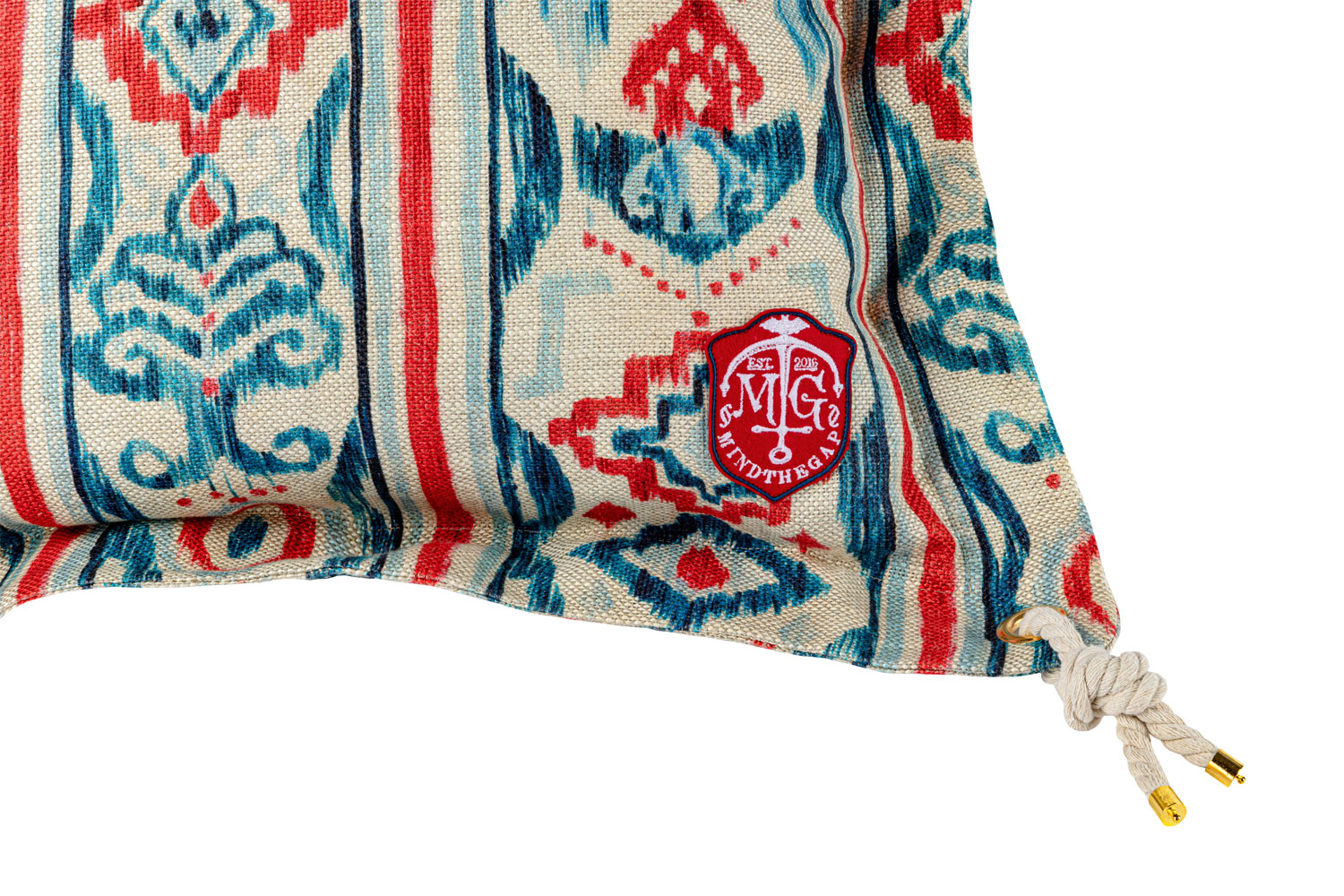 Mediterraneo Ikat Cushion - Indigo/ Red/ White/ Rope - 50x50cm