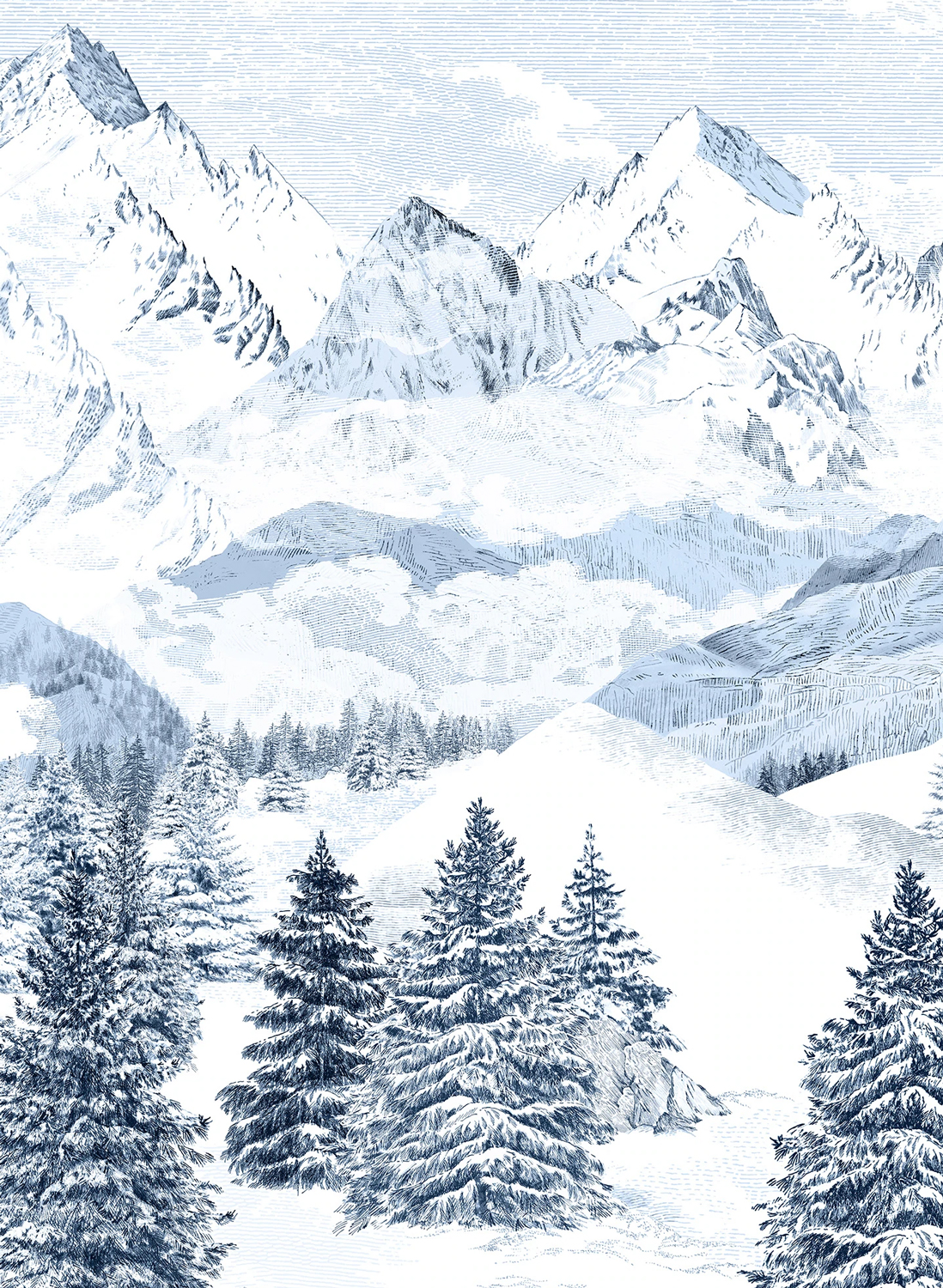 Wandbild Les Cimes Bleu - Panel A