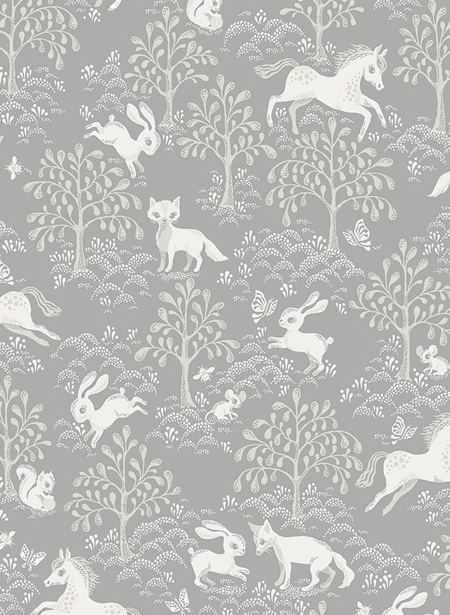 Tapete Fairytale Fox - Dusty Mid Blue