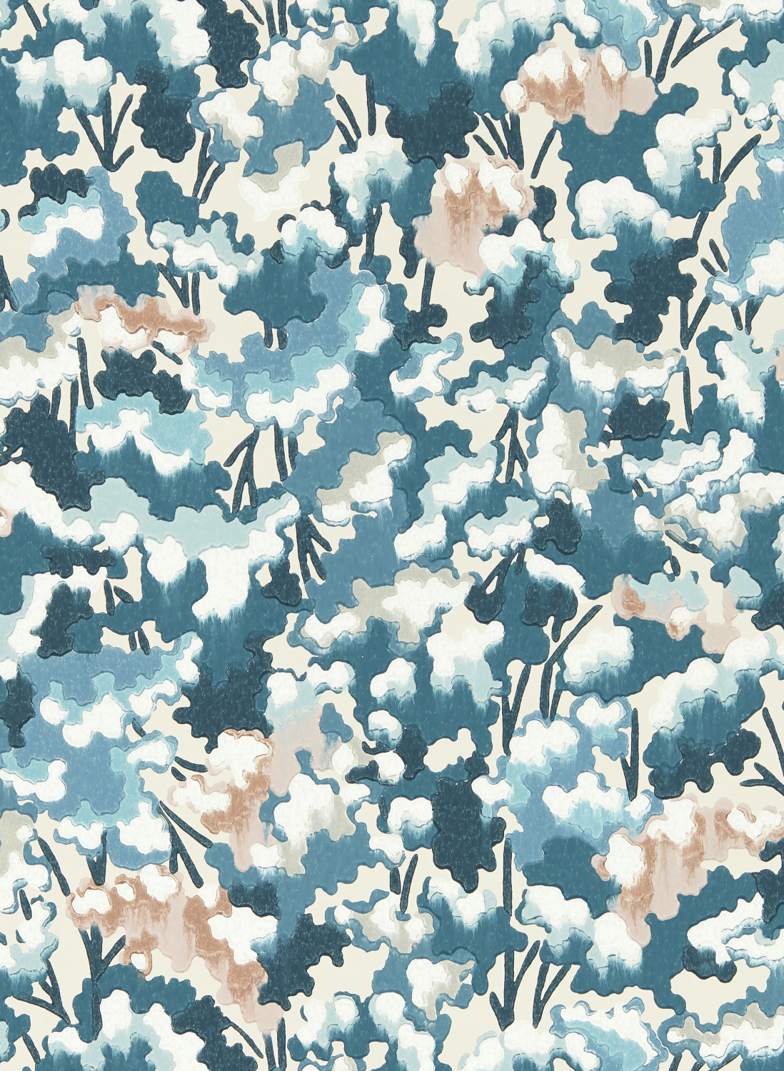 Tapete Tree Tops - Midnight/ Positano/ Cornflower
