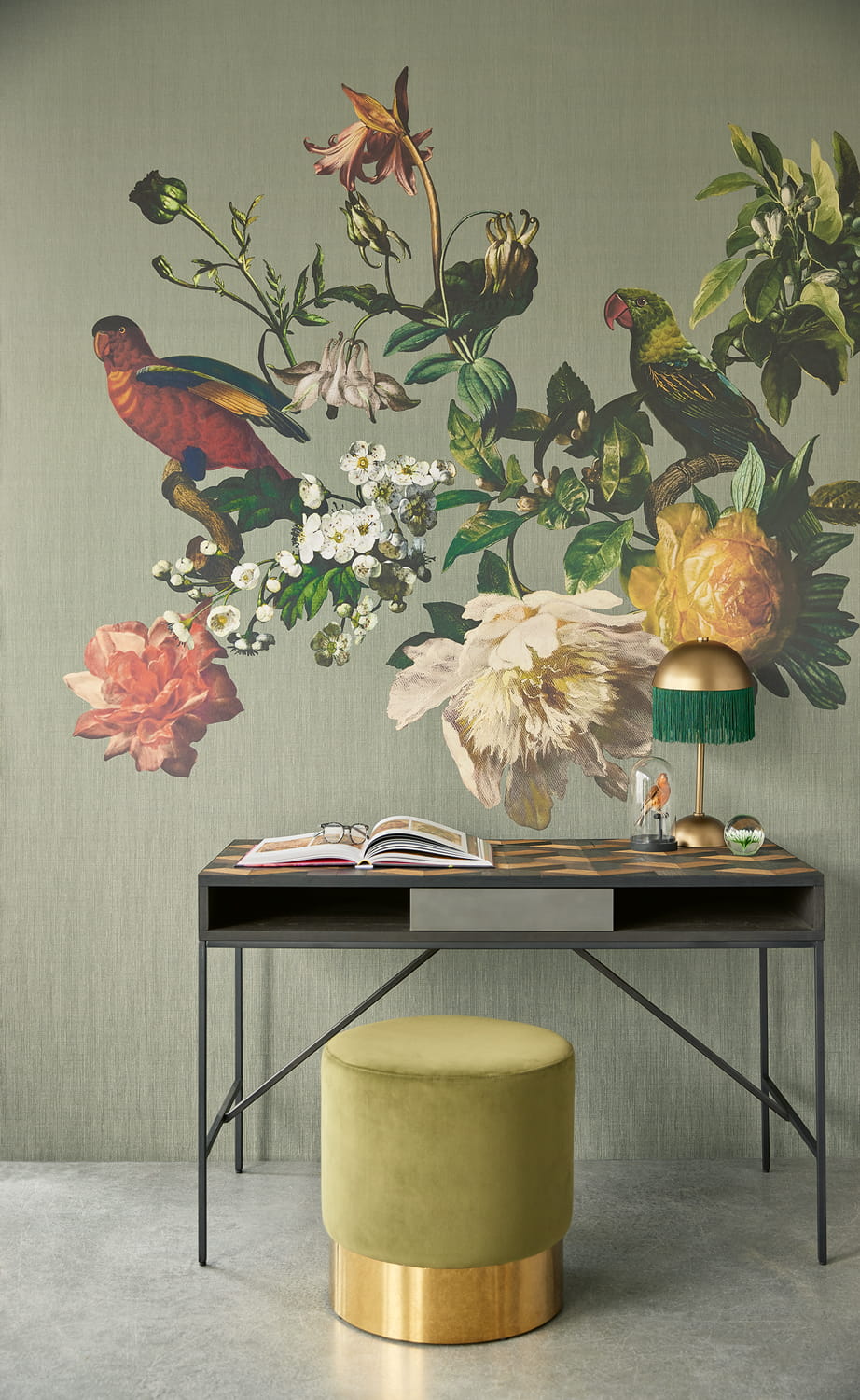 Wandbild Big Birds - Sage Grey