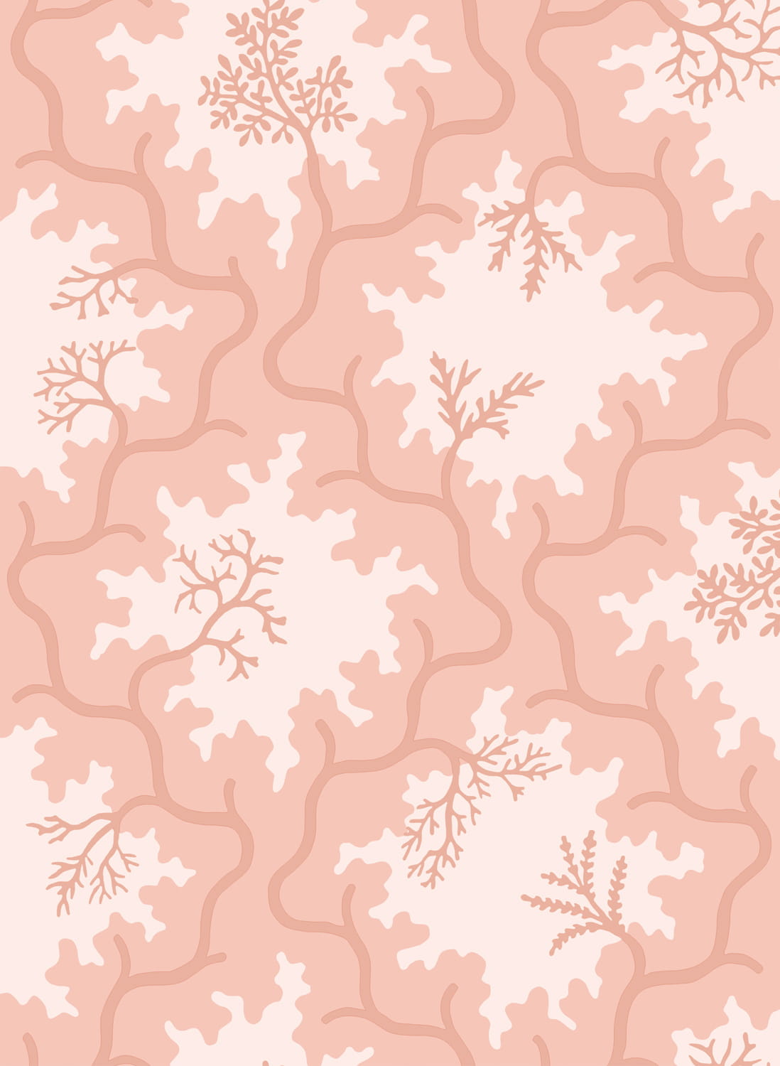 Tapete Moss Trellis - Soft Coral and Shell Pink