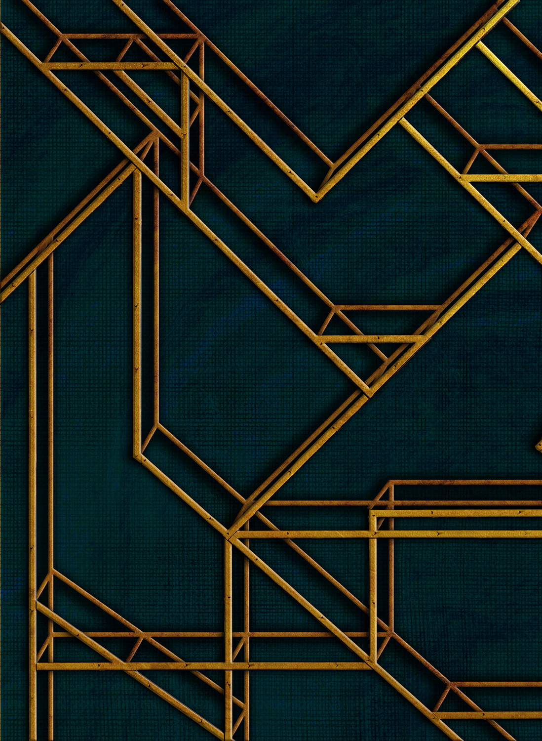 Wandbild L Geometric - Dark Blue