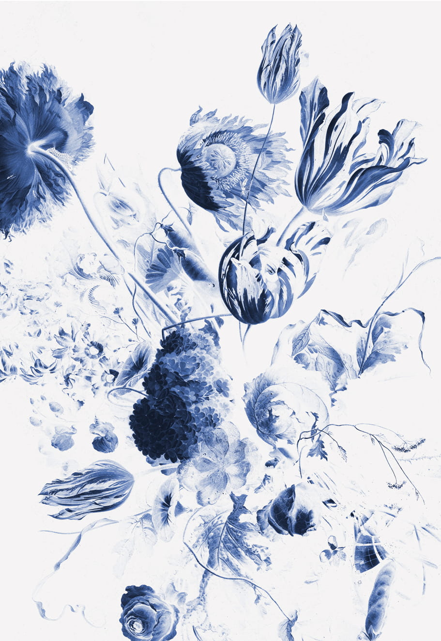 Wandbild Royal Blue Flowers 2 - Multicolor - 1.948m