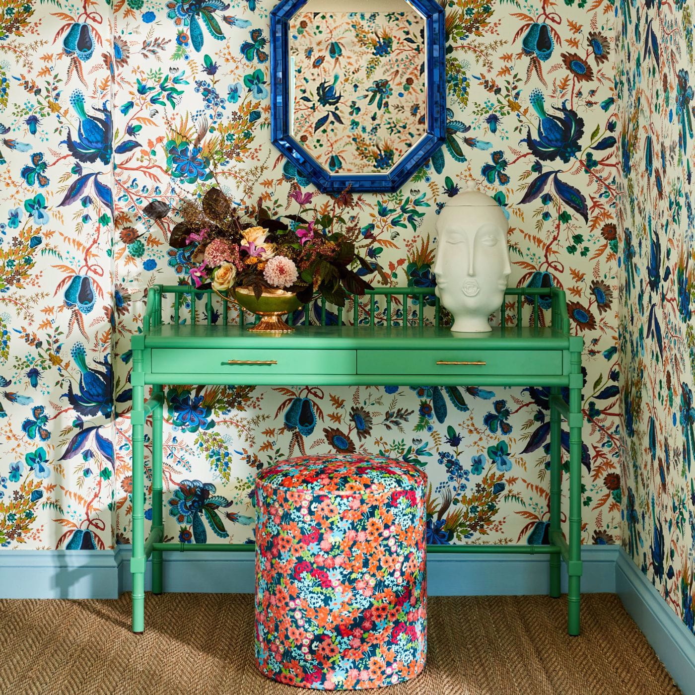 Tapete Wonderland Floral - Lapis/ Emerald/ Carnelian