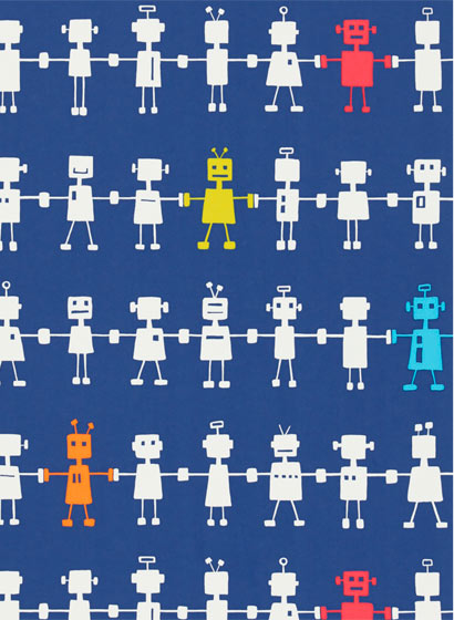 Tapete Reggie Robot - blau/ bunt