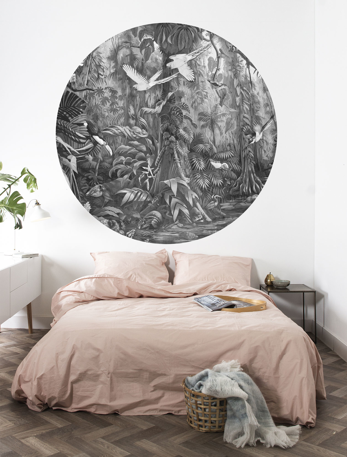 Wandbild Tropical Landscapes 3 Circle - BW - Ø 1,9m